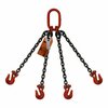 Hsi Four Leg Bridle Chain Slng, 3/8 in dia, 28ft L, Oblong Link to Grab Hook, 22,900lb Lmt 10QOG3/8-28